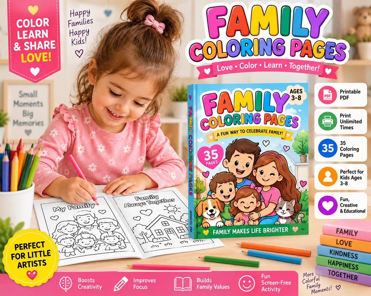 Family Coloring Pages For Kids - Yassinvo Prints