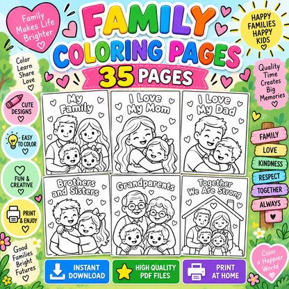 Family Coloring Pages For Kids - Yassinvo Prints