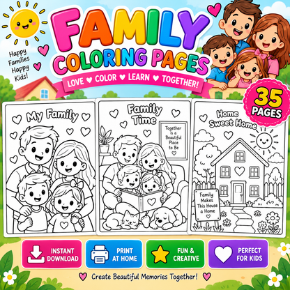 Family Coloring Pages For Kids - Yassinvo Prints