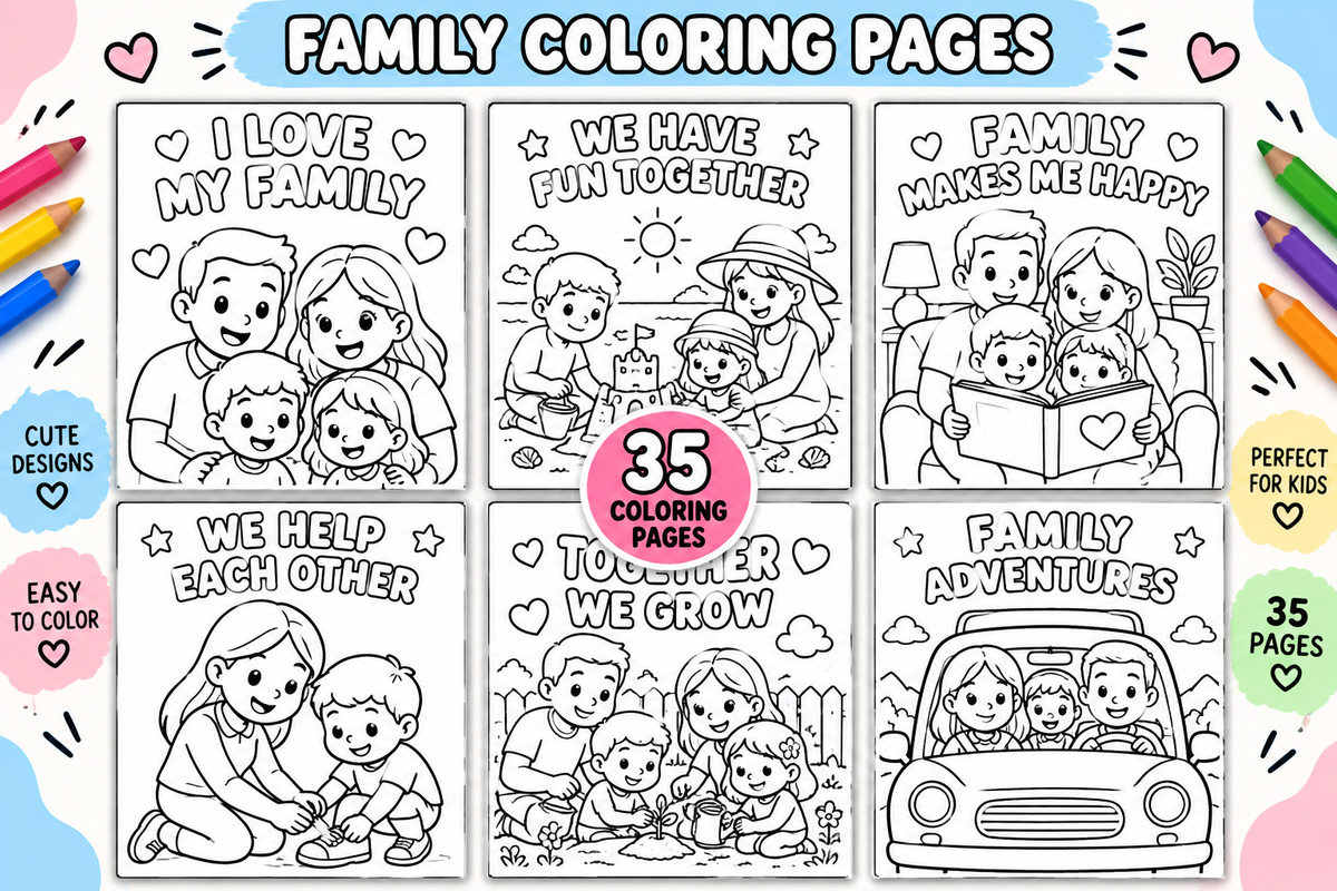 Family Coloring Pages For Kids - Yassinvo Prints