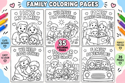 Family Coloring Pages For Kids - Yassinvo Prints