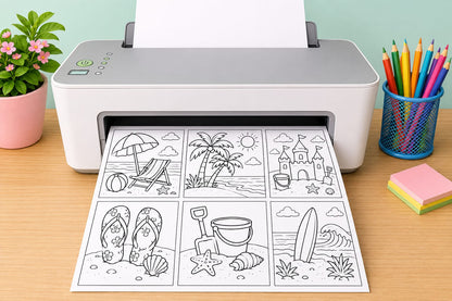 Summer Beach Coloring Pages - Yassinvo Prints