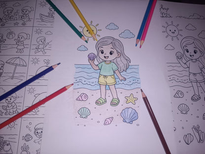 Summer Beach Coloring Pages - Yassinvo Prints