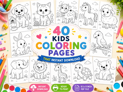 Animals Coloring Pages for kids - Yassinvo Prints