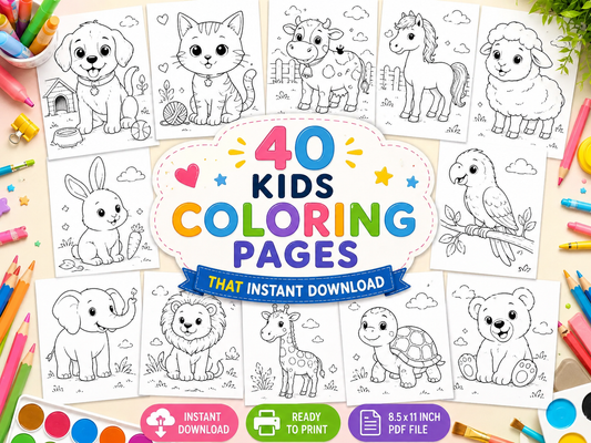 Animals Coloring Pages for kids - Yassinvo Prints