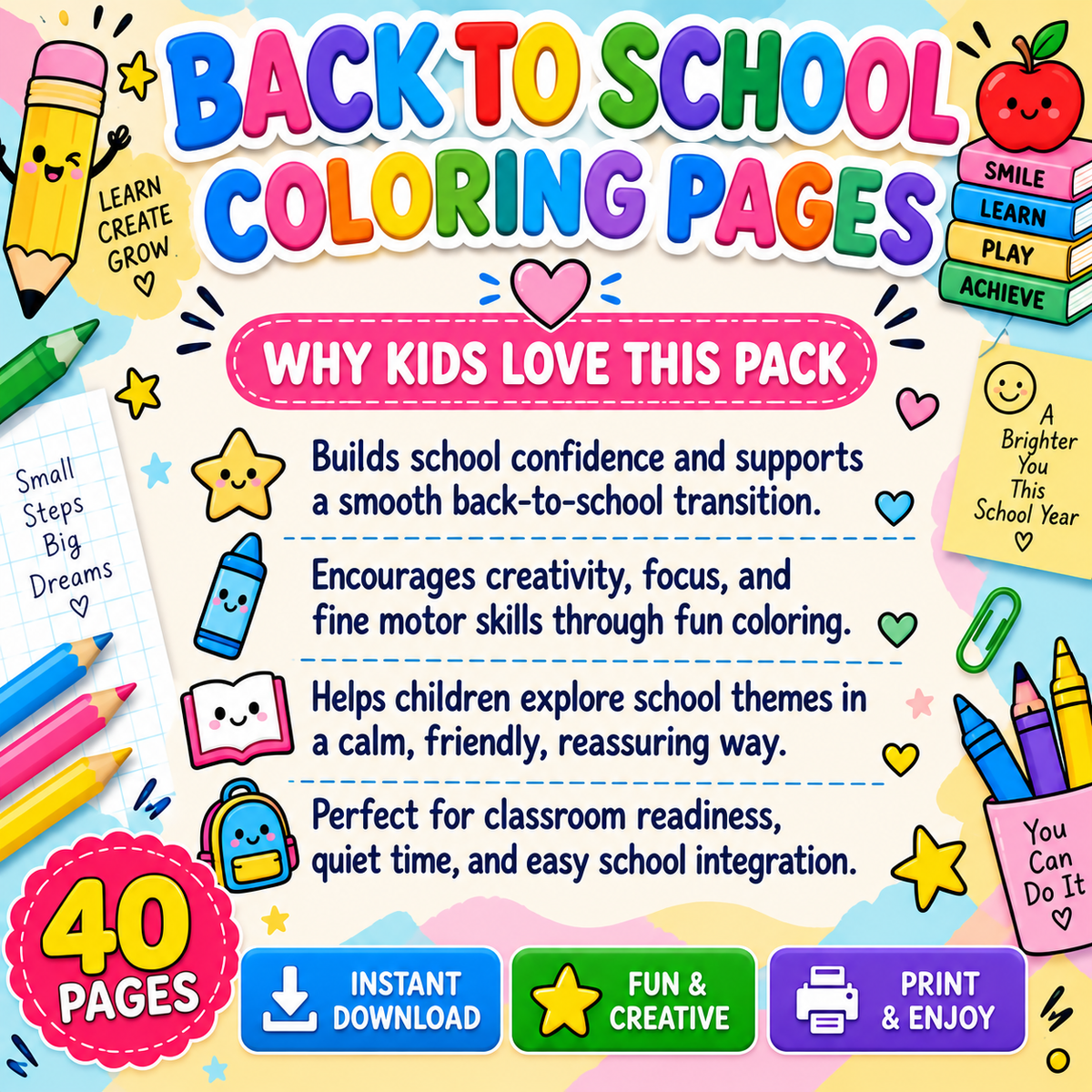 Back To School Coloring Pages - Yassinvo Prints