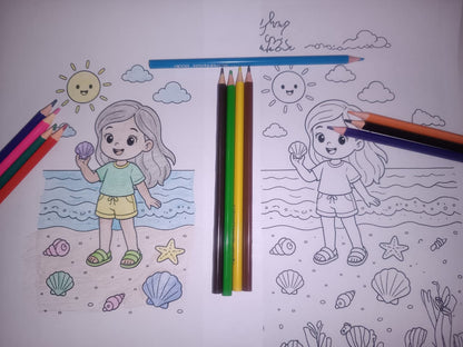 Summer Beach Coloring Pages - Yassinvo Prints
